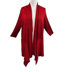 NWOT Long Open Front Cardigan Red Size 2X
